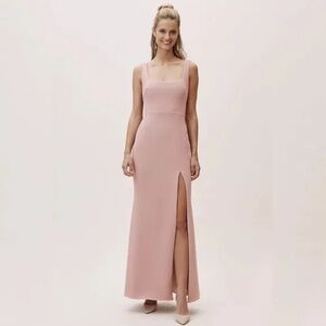 Anthropologie BHLDN Adena Crepe Square Neck Maxi Dress in Mauve